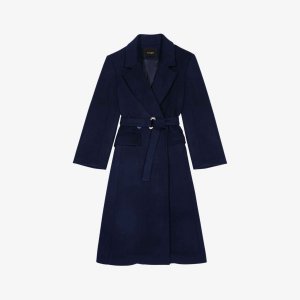 Двубортное пальто Giblue с поясом на талии , цвет bleus Maje