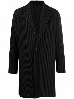 Плиссированное однобортное пальто Homme Plissé Issey Miyake. Цвет: черный