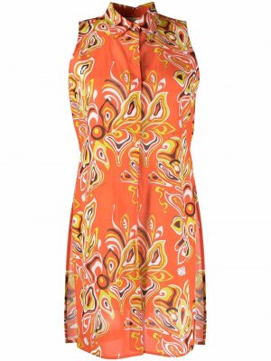 Платье-рубашка с принтом Africana Emilio Pucci. Цвет: оранжевый
