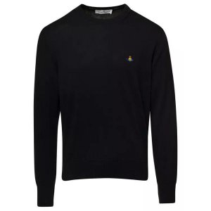 Свитер crewneck sweater with embroidered logo in wo, черный Vivienne Westwood