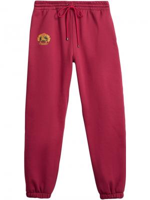Спортивные брюки джерси с винтажным логотипом Burberry. Цвет: красный