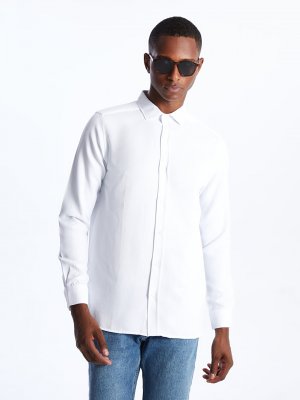 Мужская рубашка Добби Slim Fit с длинным рукавом , белый LCW Vision