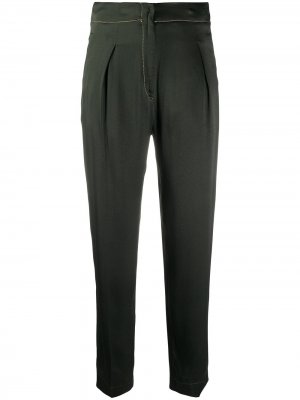 Укороченные брюки с контрастной строчкой Forte. Цвет: зеленый