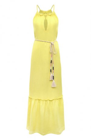 Льняное платье 120% Lino. Цвет: жёлтый