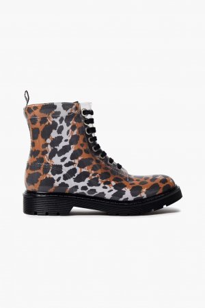 Боевые ботинки из ПВХ с леопардовым принтом , цвет Animal print Sergio Rossi