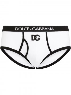 Трусы-брифы с логотипом Dolce & Gabbana. Цвет: белый