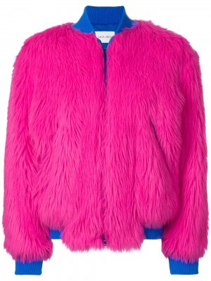 Куртка-бомбер из искусственного меха Alberta Ferretti. Цвет: розовый