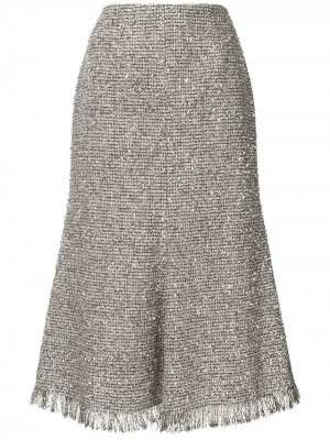 Твидовая юбка миди с эффектом металлик Goen.J. Цвет: серебристый