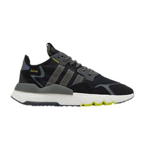Nite Jogger Черные переливающиеся мужские кроссовки Core-Black Grey Semi-Solar-Yellow EG7191 Adidas