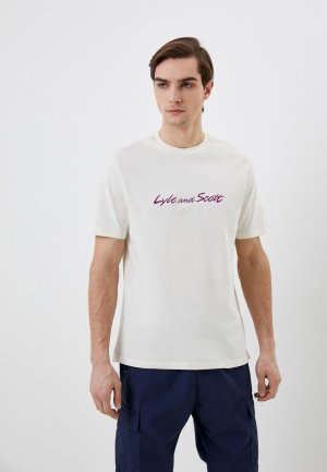 Футболка Lyle & Scott Script Embroidery T-Shirt. Цвет: бежевый