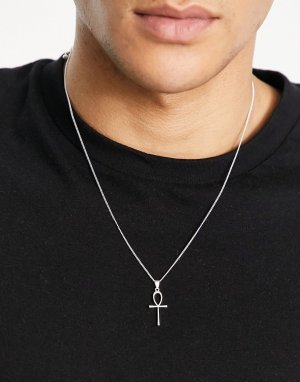 Серебристое ожерелье с подвеской в виде египетского креста -Серебристый ASOS DESIGN