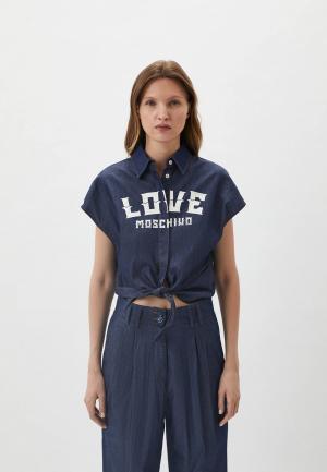 Рубашка джинсовая Love Moschino. Цвет: синий