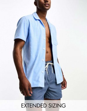 Синяя пляжная рубашка-полотенце ASOS DESIGN Regular Revere