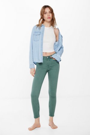Цветные узкие укороченные джинсы , зелено-голубой Springfield