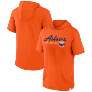 Мужской пуловер с капюшоном короткими рукавами и логотипом Orange Houston Astros Offensive Strategy Fanatics