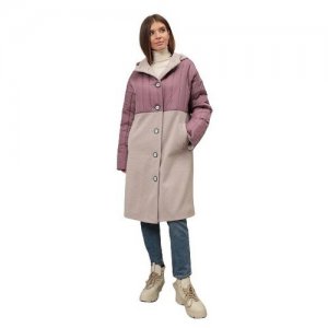 Пальто , силуэт свободный, размер 44-46, розовый, бежевый Мамуля Красотуля. Цвет: розовый/бежевый