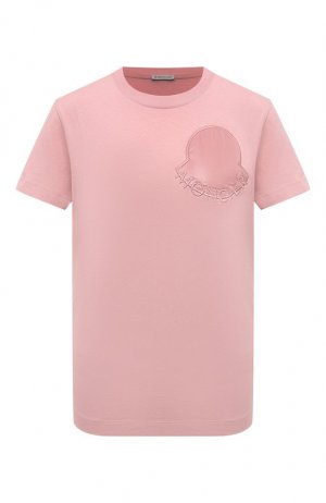Хлопковая футболка Moncler. Цвет: розовый