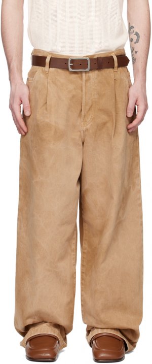 Светло-коричневые джинсы со складками Dries Van Noten