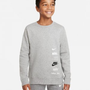 Свитшот Sportswear Big Kids' Boys, черный/белый/серый Nike