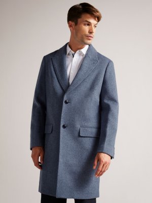 Шерстяное однобортное пальто Raydon, темно-синий Ted Baker
