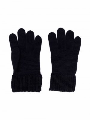 Трикотажные перчатки с нашивкой-логотипом Moncler Enfant. Цвет: синий