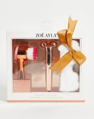 Подарочный набор для сияющей кожи : двойная щеточка очищения лица, 3D-массажер лица и махровая повязка на голову-Бесцветный Zoe Ayla