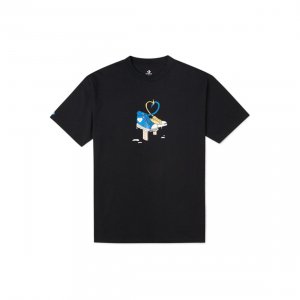 Printed Casual Breathable Short Sleeve T-Shirt Men Tops Black 10023156-A01 Converse