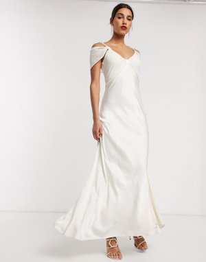 Свадебное платье с открытыми плечами -Белый Ghost