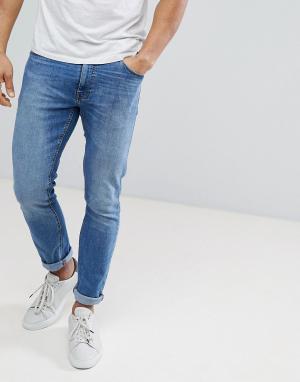 Светло-синие выбеленные джинсы скинни Burton Menswear. Цвет: синий