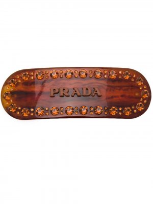 Заколка для волос с логотипом Prada. Цвет: коричневый