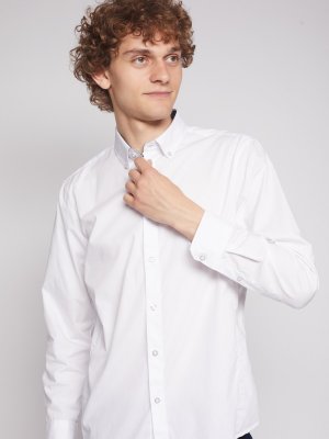 Рубашка с длинным рукавом zolla. Цвет: белый