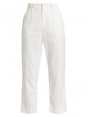 Укороченные льняные брюки в полоску Atlas , белый Jonathan Simkhai Standard