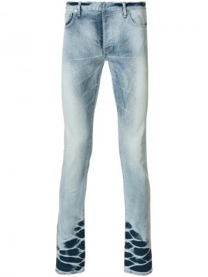 Выбеленные джинсы кроя слим Dior Homme. Цвет: синий