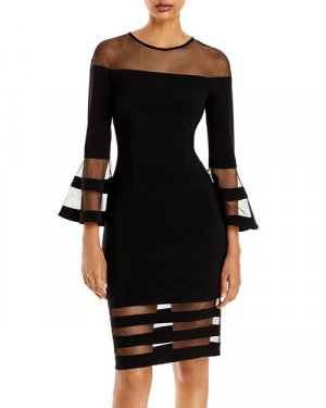 Иллюзионное платье с рукавами-колокольчиками , цвет Black AQUA