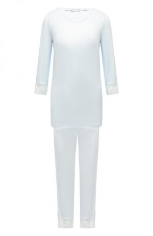 Хлопковая пижама Hanro. Цвет: голубой