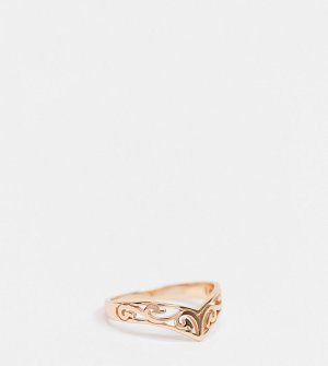 Кольцо с шевронным рисунком из позолоченного серебра -Золотистый Regal Rose