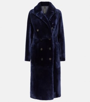 Двубортное пальто из дубленки , синий Blancha