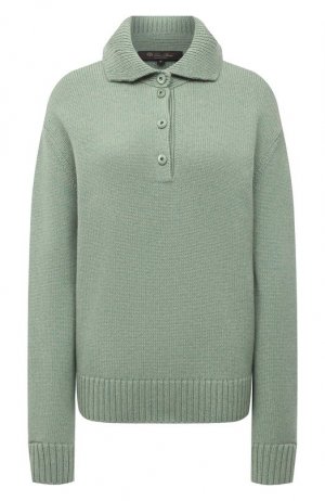 Кашемировый пуловер-поло Loro Piana. Цвет: зелёный