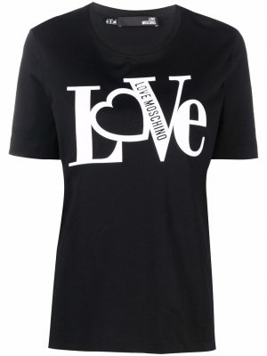 Logo-debossed cotton T-shirt Love Moschino. Цвет: черный