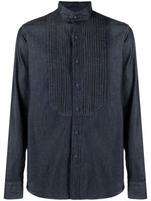 Джинсовая рубашка с воротником-стойкой Tagliatore. Цвет: синий