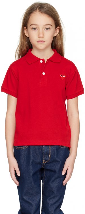Детская рубашка-поло с нашивкой в виде сердца Comme Des Garcons, цвет Red Garçons