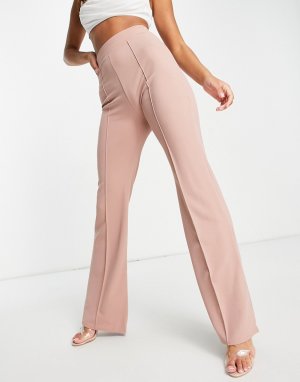 Серо-коричневые брюки с отделкой швами -Светло-бежевый цвет Femme Luxe
