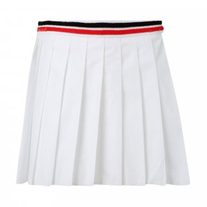 Мини-юбка из плиссированного поплина с вышитым логотипом , цвет Белый Miu