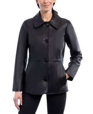 Женская кожаная куртка , черный Anne Klein