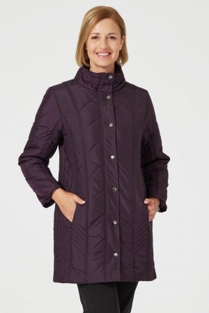 Длинное пальто черной смородины , фиолетовый Tigi
