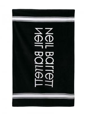 Пляжное полотенце с логотипом Neil Barrett Kids. Цвет: черный