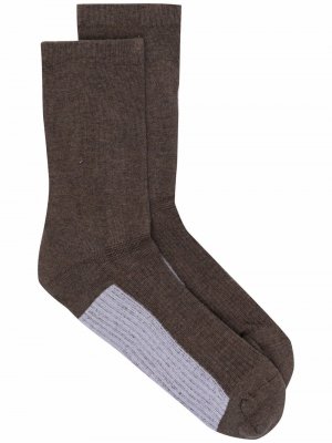 Contrast-stripe socks Rick Owens. Цвет: коричневый