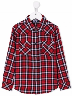 Tartan-pattern long-sleeve shirt Diesel Kids. Цвет: красный