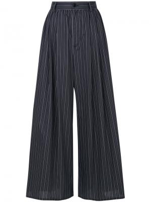 Укороченные брюки в тонкую полоску Mm6 Maison Margiela. Цвет: черный