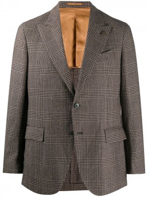 Однобортный пиджак в клетку Gabriele Pasini. Цвет: коричневый